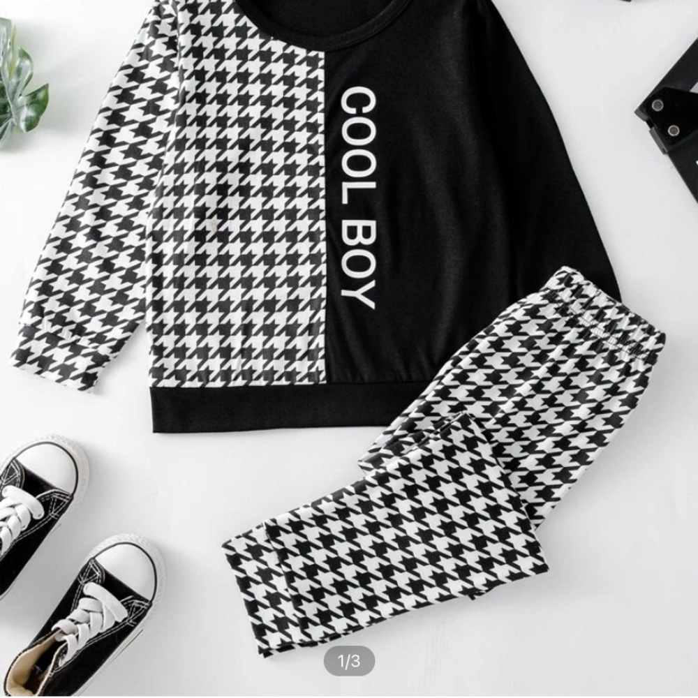 Boys Checkered Pants Set